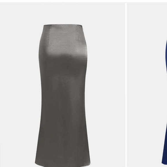 NWT HALARA gray shiny soft satin Women's Skirt size M. Elastic waist band - Picture 4 of 5